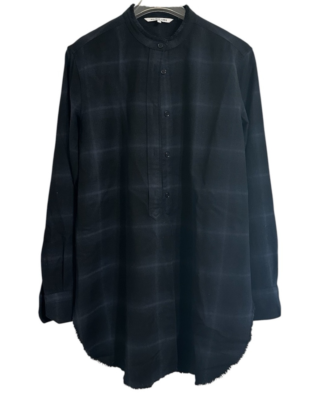 Helmut Lang Woman’s Plaid Long Sleeve Wool and Cashmere Blend Tunic Size M